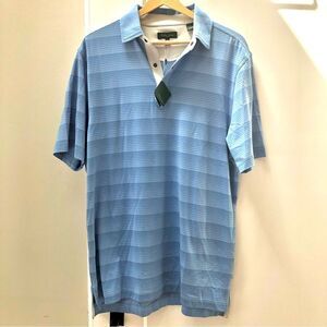 NWT Bobby Jones light blue striped golf polo shirt‎ men’s size M